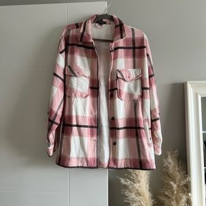 Boohoo Pink Plaid Shacket - 16/18